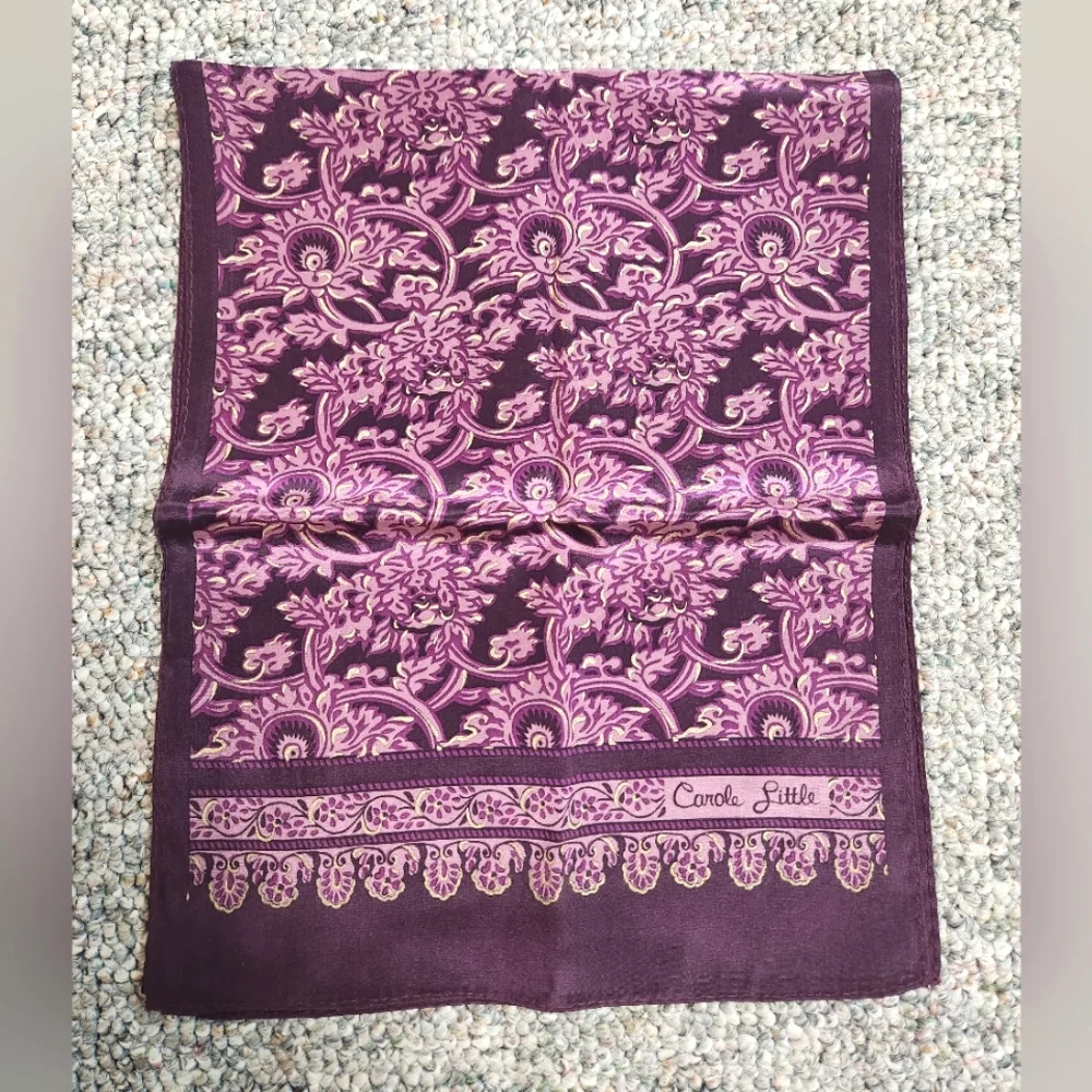 Carole Little Purple Floral Oblong Silk Scarf